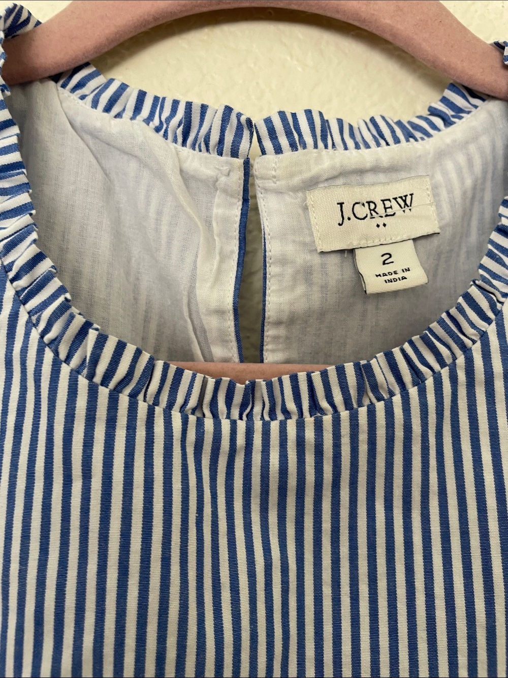 J. Crew Blue & White Striped Sleeveless Tiered Dress cottage core 2 cotton - Picture 2 of 6